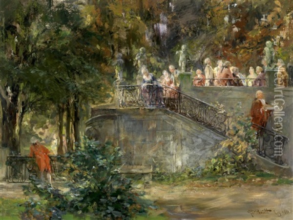 Gartenfest Oil Painting - Ferdinand Brutt