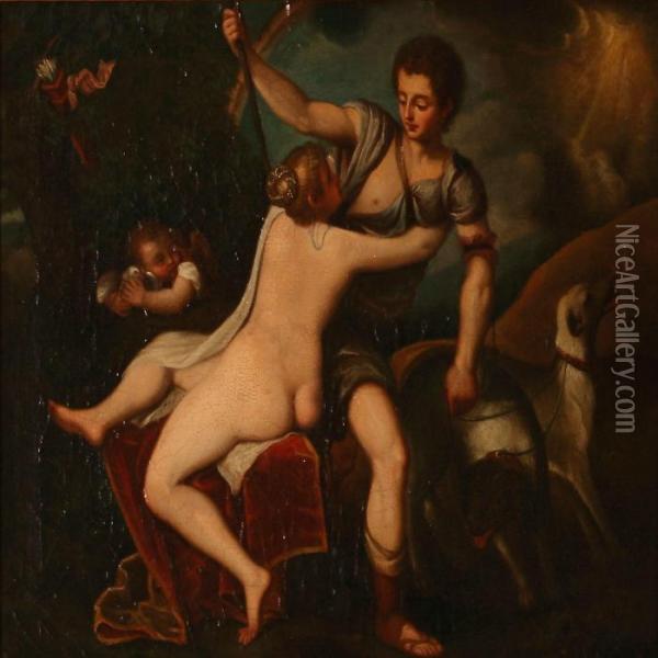 Venus Og Adonis Oil Painting - Tiziano Vecellio (Titian)