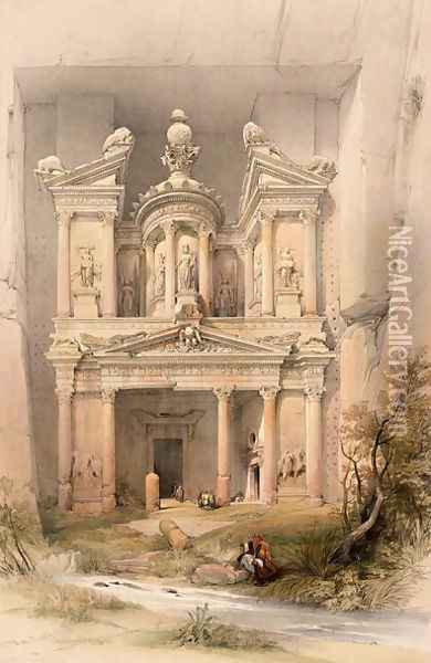 Petra, March 7th 1839, plate 92 from Volume III of The Holy Land, engraved by Louis Haghe 1806-85 pub. 1849 Oil Painting - David Roberts
