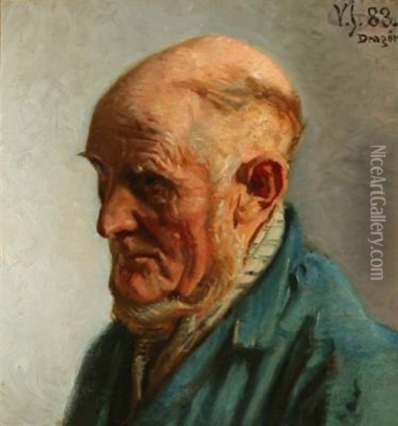Portrait Of An Elderly Man Oil Painting - Viggo Johansen