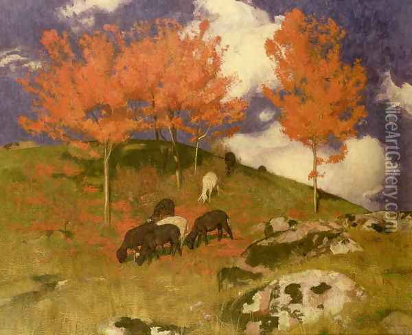Wild Cherry Trees in the South Tyrol c.1900 Oil Painting - Adrian Scott Stokes