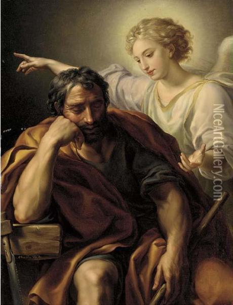 Joseph And The Angel Oil Painting - Carl Schellein