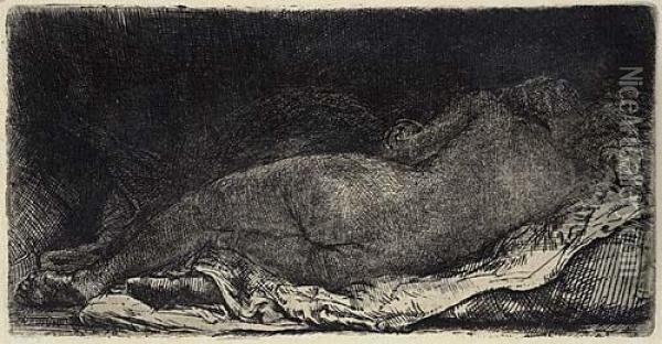 Negress Lying Down Oil Painting - Rembrandt Van Rijn