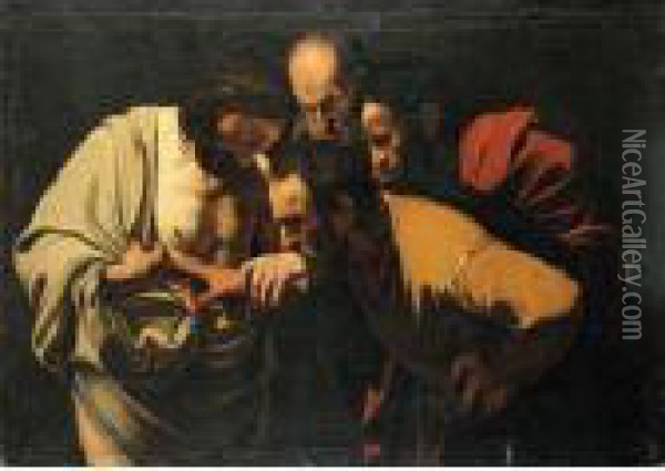 Incredulita' Di San Tommaso Oil Painting - Michelangelo Merisi Da Caravaggio