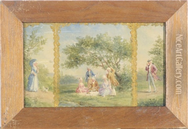 An Elegant Lunch In The Park Oil Painting - Conrad Wise Chapman