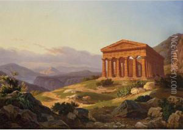 Temple Of Segesta, Sicily Oil Painting - Carl Wilhelm Goetzloff