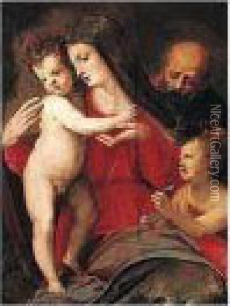 The Holy Family With The Infant Saint John The Baptist Oil Painting - Michele di Ridolfo del Ghirlandaio (see Tosini)