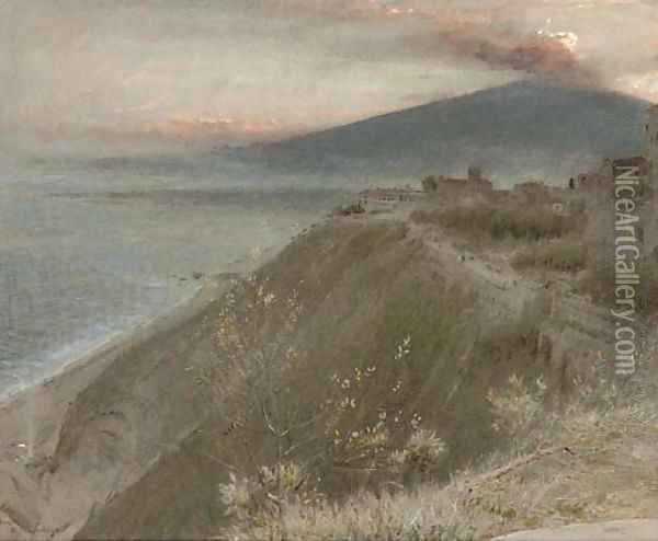 Etna and Taormina Oil Painting - Albert Goodwin