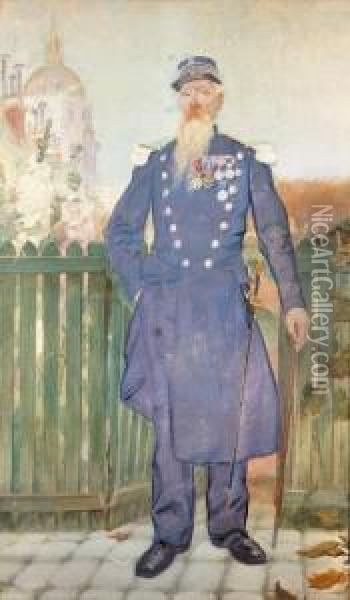 Le Colonel Henri Willette Devant Les Invalides Oil Painting - Adolphe Willette