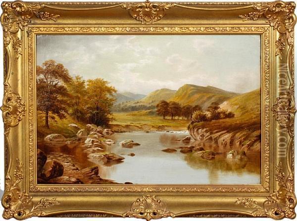 River Landscape Oil Painting - Edward Henry Holder