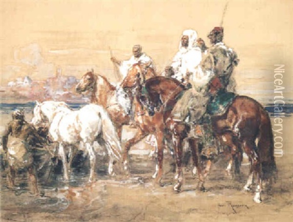 Le Caid Au Passage De L'estuaire A  Rabat Oil Painting - Henri Emilien Rousseau