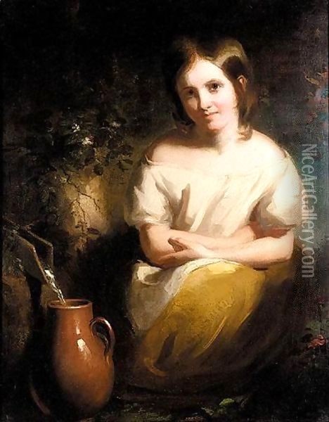 At The Well Oil Painting - Robert Herdman