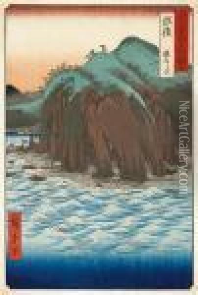 Echigo, Oyashirazu Oil Painting - Utagawa or Ando Hiroshige