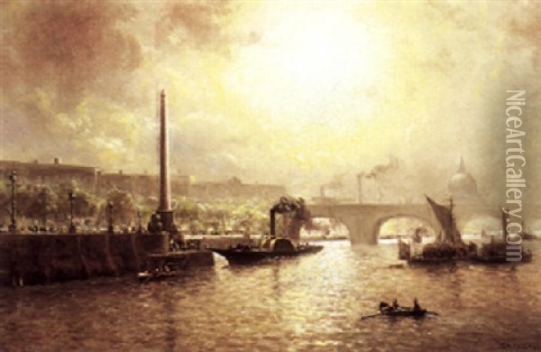 A View Of The Thames Oil Painting - William Alexander Coulter