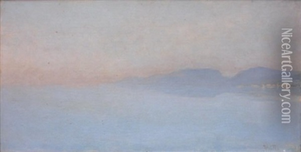Lac De Montagne (study For Les Pecheurs En Grand Format Du Musee De Neuchatel) Oil Painting - William Roethlisberger