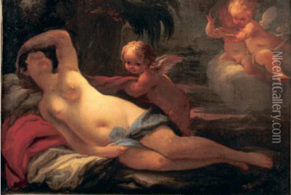 Venus Endormie Et Entouree De Putti Dans Un Paysage Oil Painting - Paolo di Matteis