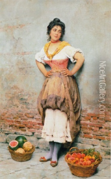 The Fruit Vendor Oil Painting - Eugen von Blaas