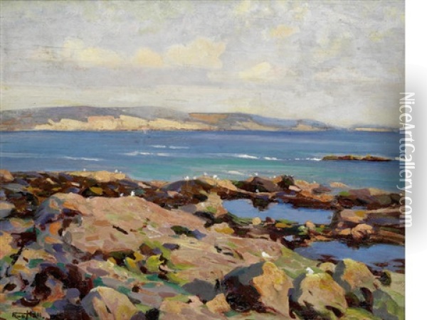 Mounts Bay, Cornwall Oil Painting - Frederick Hall