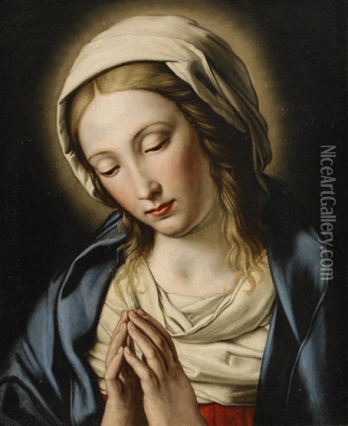Bedjande Madonna Oil Painting - Giovanni Battista Salvi (Il Sassoferrato)
