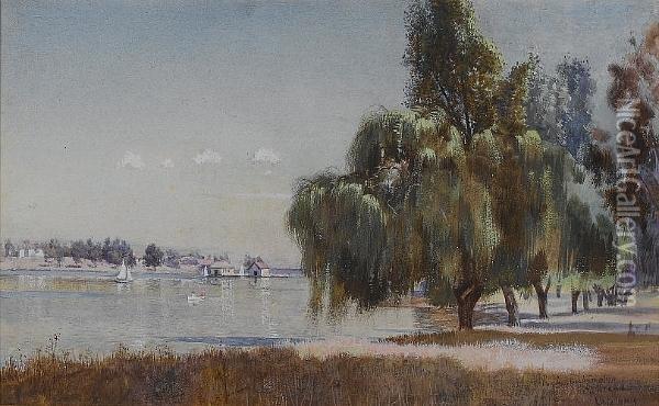 On The Water In Oakland, California, A Pair Oil Painting - Richard Langtry Partington
