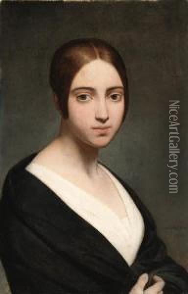 Portrait Of A Young Woman Oil Painting - Ary Scheffer