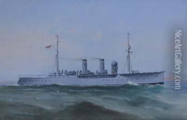 Maltese Warship Passing Valletta Oil Painting - Vincenzo D Esposito
