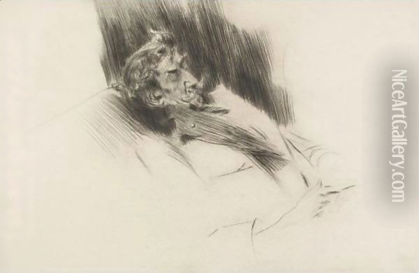 Portrait Of Whistler Asleep Oil Painting - Giovanni Boldini