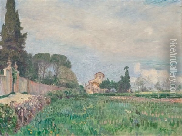 Villa D'allessanori, Ponte Molle, Roma Oil Painting - Eilif Peterssen
