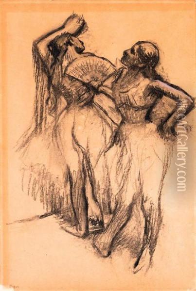 Deux Danseuses
Stamped With Signature 'degas' (lugt 658; Lower Left) Oil Painting - Edgar Degas