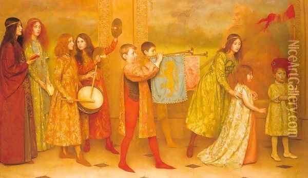 A Pageant of Childhood Oil Painting - Thomas Cooper Gotch