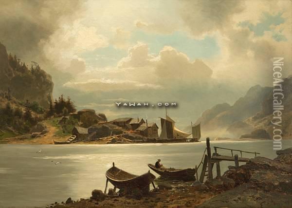 Innerst I Fjorden Oil Painting - Erik Bodom