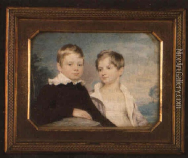 Two Children: A Brother And Sister Oil Painting - Andrew Robertson