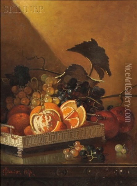 Still Life With Fruit On An Elegant Tray Oil Painting - Edward Chalmers Leavitt