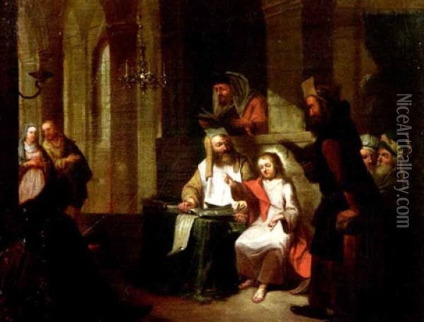 Der Zwolfjahrige Jesus Im Tempel Oil Painting - Johann Conrad Seekatz