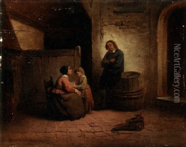 The Reading Lesson Oil Painting - Ferdinand de Braekeleer the Elder