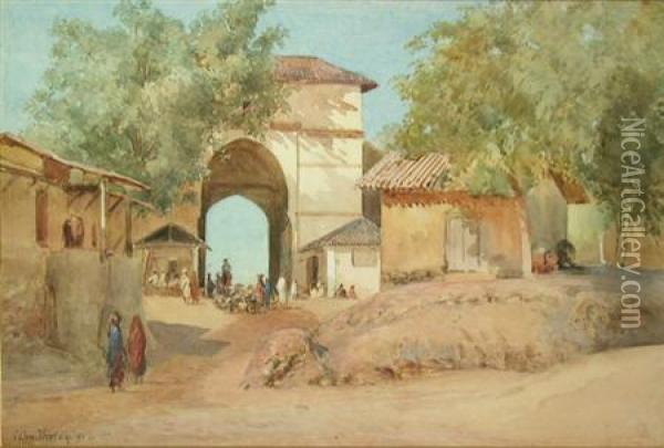 The Khampur Gate, Ahmedabad Oil Painting - John Varley