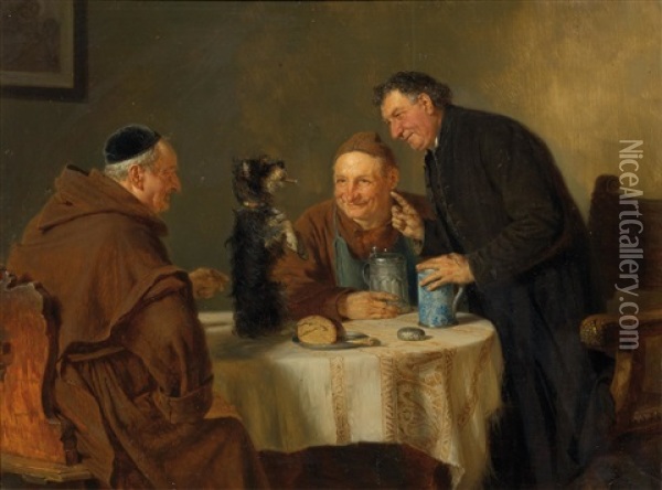 Der Gescheite Schnauzel Oil Painting - Eduard von Gruetzner