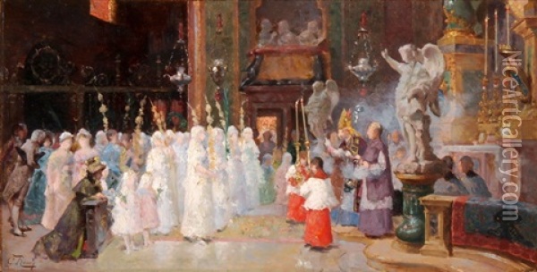 Hl. Messe Mit Bischoflichem Segen Oil Painting - Giulio Rosati