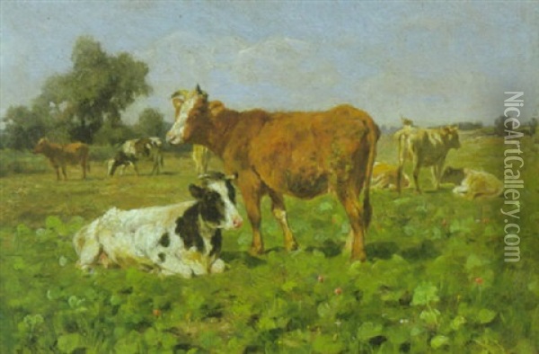 Weidende Kuhe Im Sonnenschein Oil Painting - Antonis Matteo Montemezzo