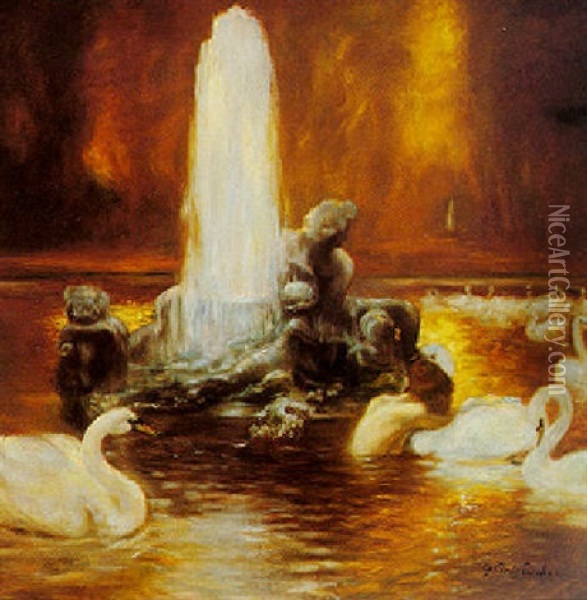Versailles, Baignade Dans Un Bassin Oil Painting - Gaston La Touche