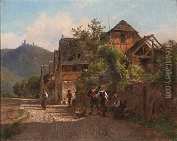 View From A Village In Germany Oil Painting - Frederik Niels Martin Rohde