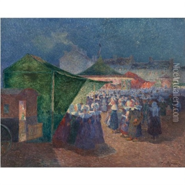 Manege Au Clair De Lune Oil Painting - Ferdinand du Puigaudeau