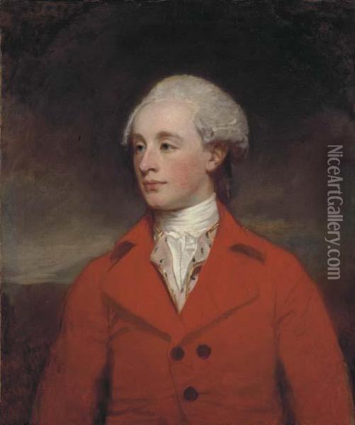 Portrait Of Mr Morley, Half-length, In A Red Coat Oil Painting - George Romney