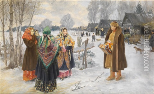 Pogulianka (stelldichein Der Dorfjugend) Oil Painting - Ivan Semionovich Kulikov