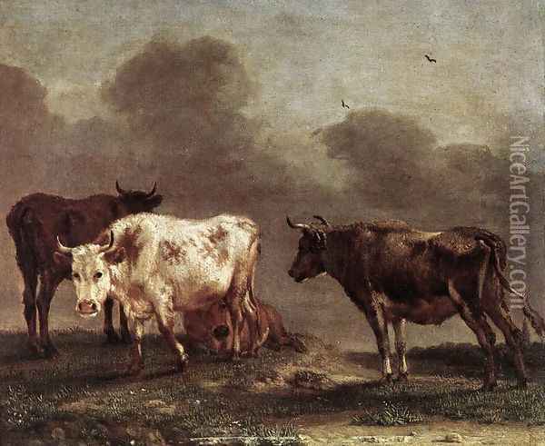 Cows in a Meadow Oil Painting - Paulus Potter