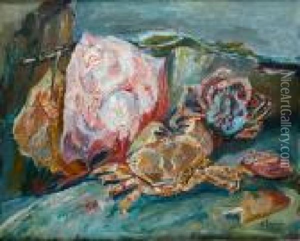 Martwa Natura Z Krabami Oil Painting - Henri Epstein