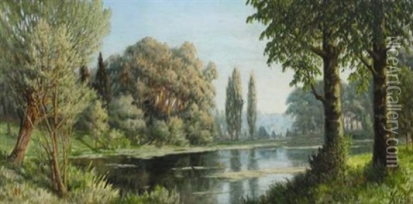 Paysage A L'etang Oil Painting - Piotr Ivanovitch Lwoff