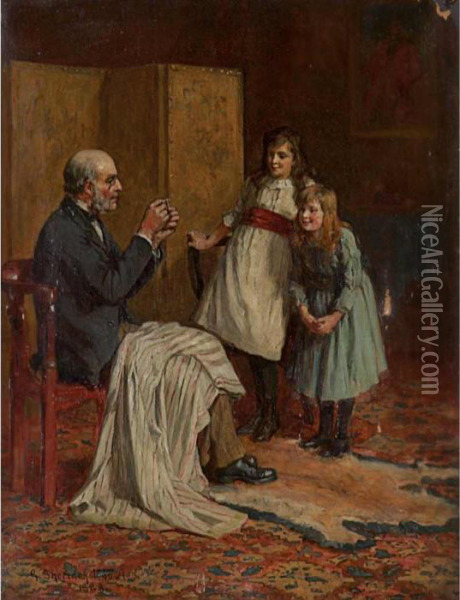 Threading The Needle Oil Painting - Georges Sheridan Knowles