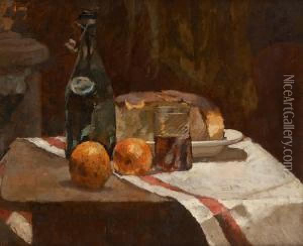 La Table Dressee Oil Painting - Jules Merckaert