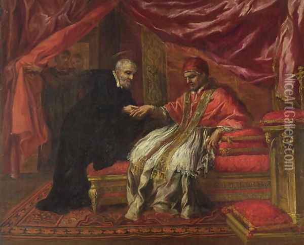 St. Filippo Neri Curing Pope Clemente VIII Oil Painting - Pietro Da Cortona (Barrettini)